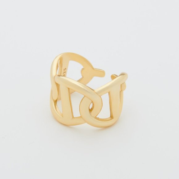 18K gold Vermeil Interlocking Gold Adjustable Ring - Picture 8 of 13